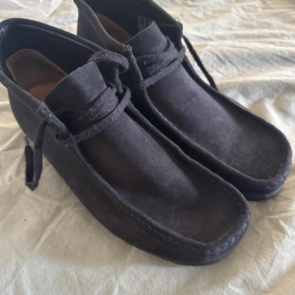 Clarks Charles F. Stead Wallabee Moccasin Black Suede Men's 10.5 M